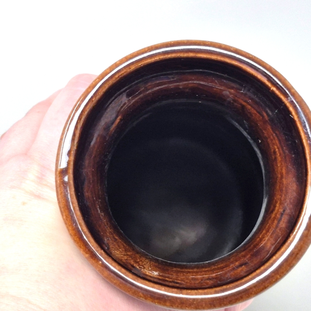 Vintage West Germany Brown And Orange Glaze Ceramic Vase - Picture 5 of 6